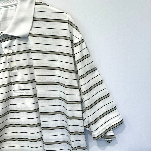 George Men's 3-Button Striped Golf Polo Shirt Sz XXL in White, Tan, Black Active - Picture 5 of 14